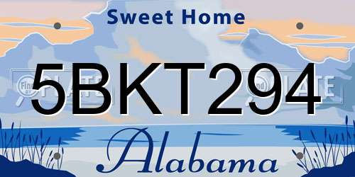 5BKT294 Alabama License Plate