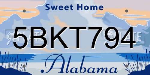 5BKT794 Alabama License Plate