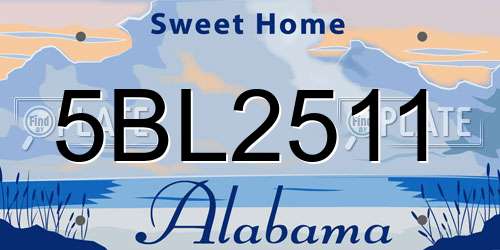 5BL2511 Alabama License Plate