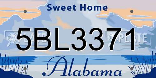 5BL3371 Alabama License Plate