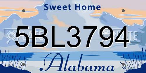 5BL3794 Alabama License Plate