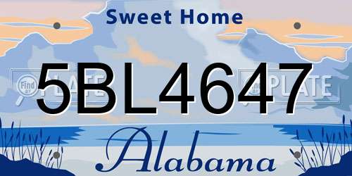 5BL4647 Alabama License Plate