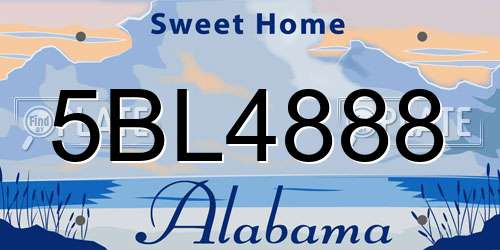 5BL4888 Alabama License Plate