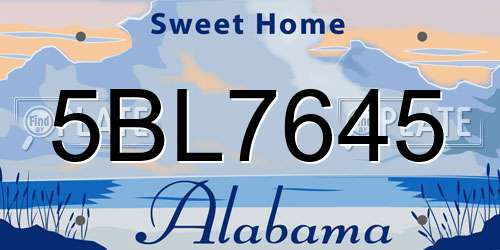 5BL7645 Alabama License Plate