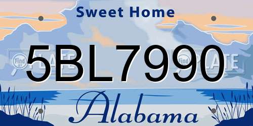 5BL7990 Alabama License Plate