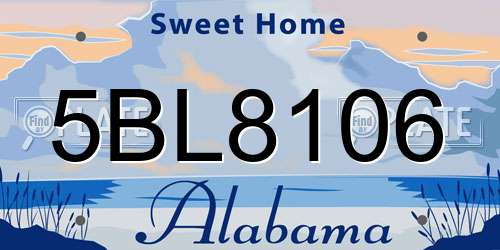 5BL8106 Alabama License Plate
