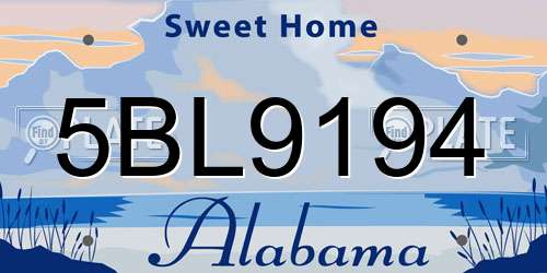 5BL9194 Alabama License Plate