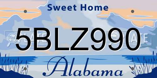 5BLZ990 Alabama License Plate