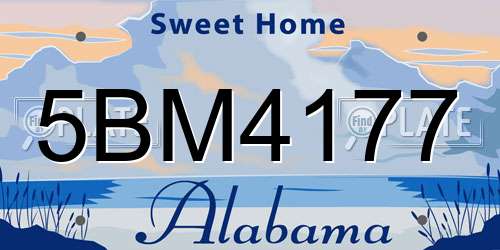 5BM4177 Alabama License Plate