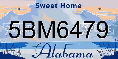 5BM6479 Alabama License Plate