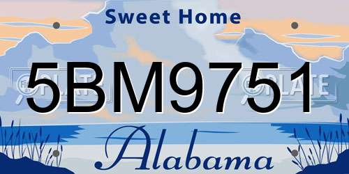 5BM9751 Alabama License Plate