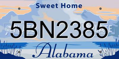 5BN2385 Alabama License Plate
