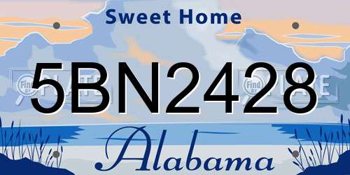 5BN2428 Alabama License Plate