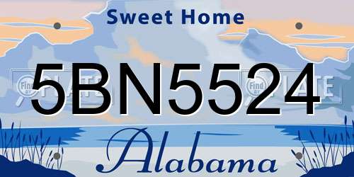 5BN5524 Alabama License Plate