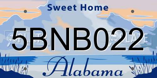 5BNB022 Alabama License Plate