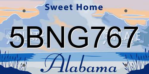5BNG767 Alabama License Plate