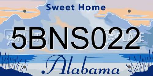 5BNS022 Alabama License Plate