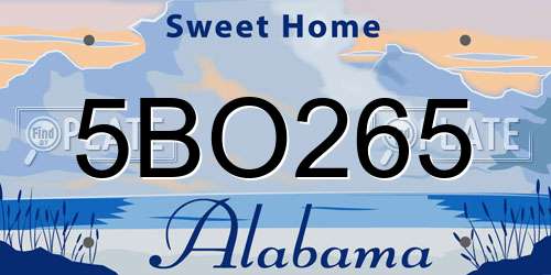 5BO265 Alabama License Plate