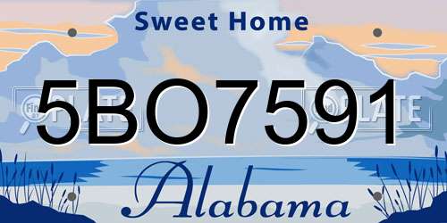 5BO7591 Alabama License Plate