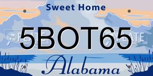 5BOT65 Alabama License Plate