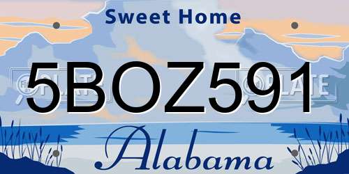 5BOZ591 Alabama License Plate