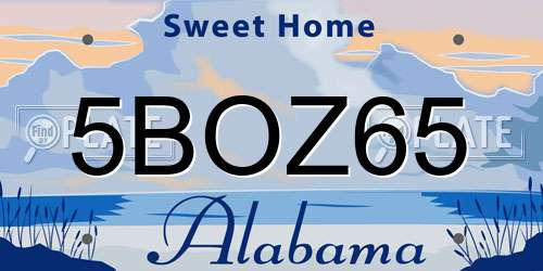 5BOZ65 Alabama License Plate