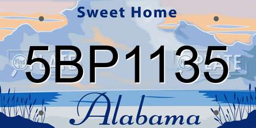 5BP1135 Alabama License Plate
