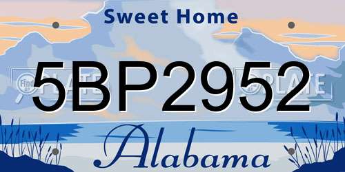 5BP2952 Alabama License Plate