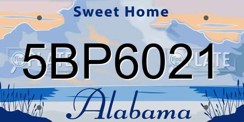 5BP6021 Alabama License Plate