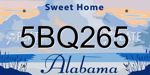 5BQ265 Alabama License Plate
