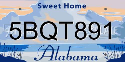 5BQT891 Alabama License Plate