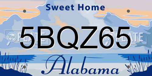 5BQZ65 Alabama License Plate