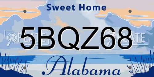 5BQZ68 Alabama License Plate