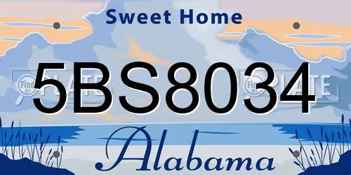 5BS8034 Alabama License Plate