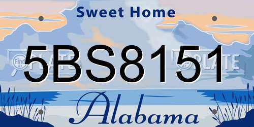 5BS8151 Alabama License Plate