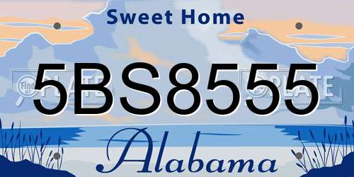 5BS8555 Alabama License Plate