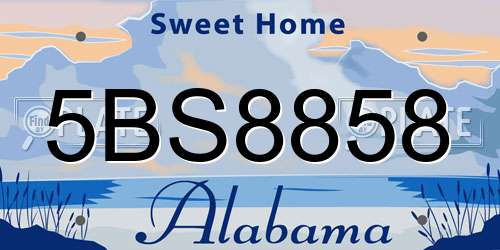 5BS8858 Alabama License Plate