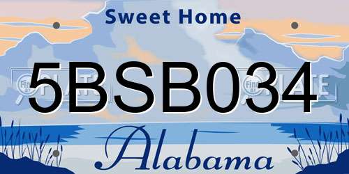 5BSB034 Alabama License Plate