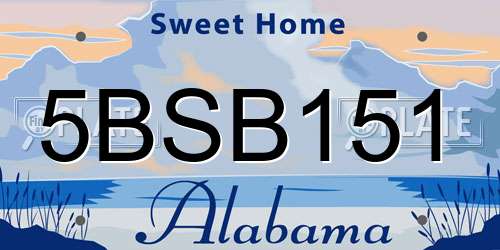 5BSB151 Alabama License Plate
