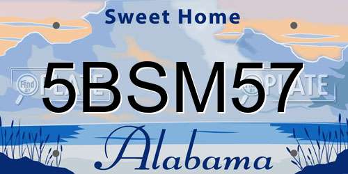 5BSM57 Alabama License Plate