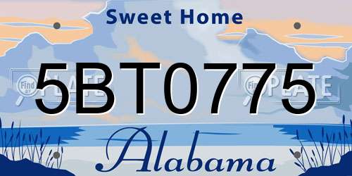 5BT0775 Alabama License Plate