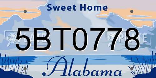 5BT0778 Alabama License Plate