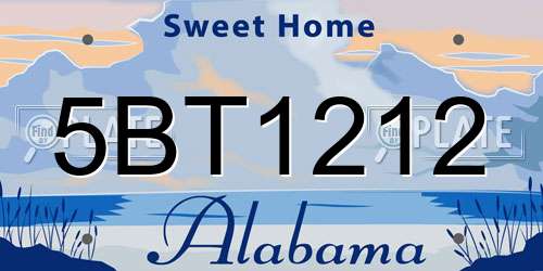 5BT1212 Alabama License Plate