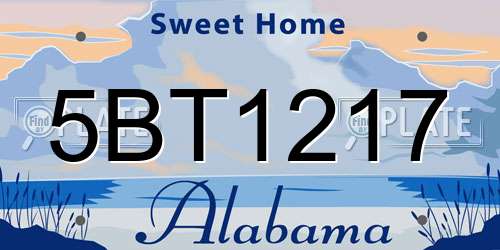 5BT1217 Alabama License Plate