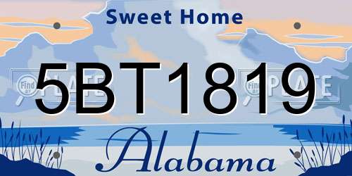 5BT1819 Alabama License Plate
