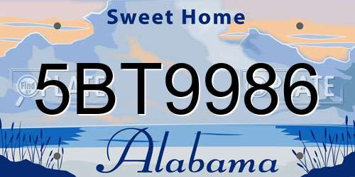 5BT9986 Alabama License Plate