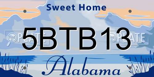 5BTB13 Alabama License Plate