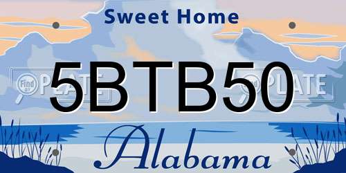 5BTB50 Alabama License Plate