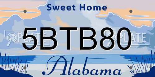 5BTB80 Alabama License Plate