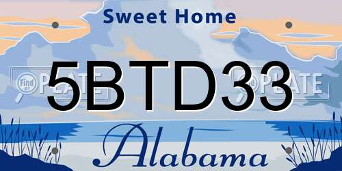 5BTD33 Alabama License Plate